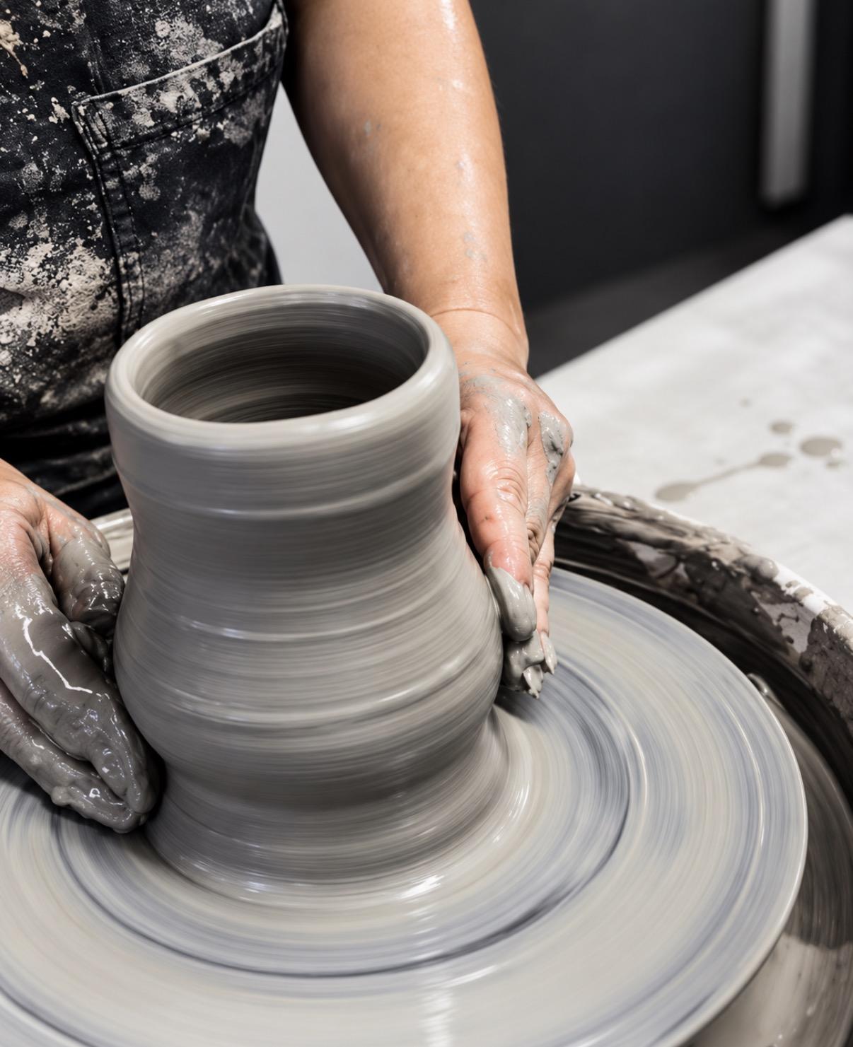 Ceramic cups crafted on a pottery wheel